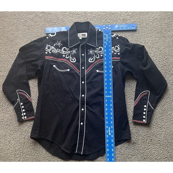 Rockmount Mens Black 100% Cotton Star & Scroll Old Western M Shirt Black - Picture 5 of 8